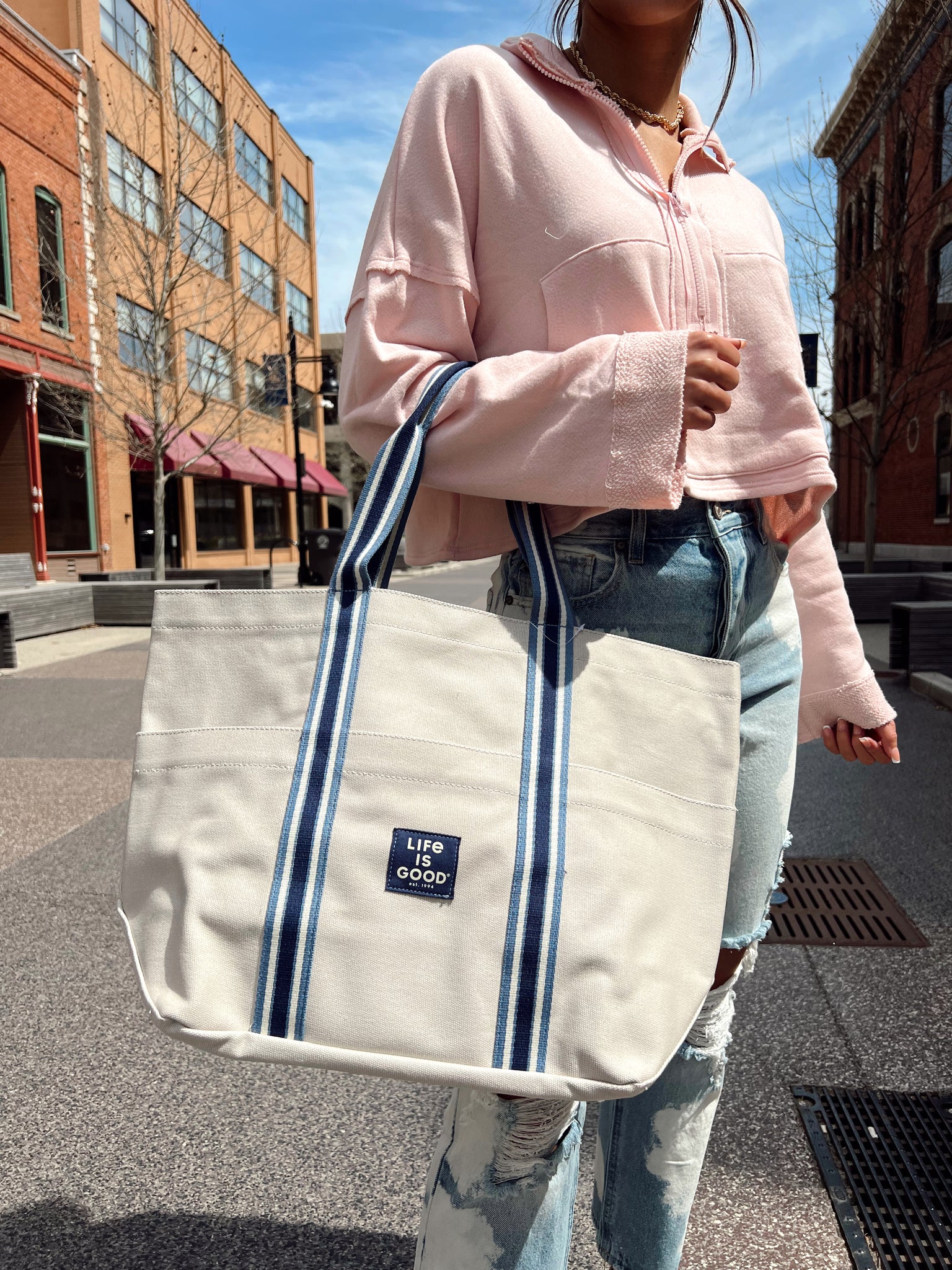 Life Is Good Bone Tote Bag