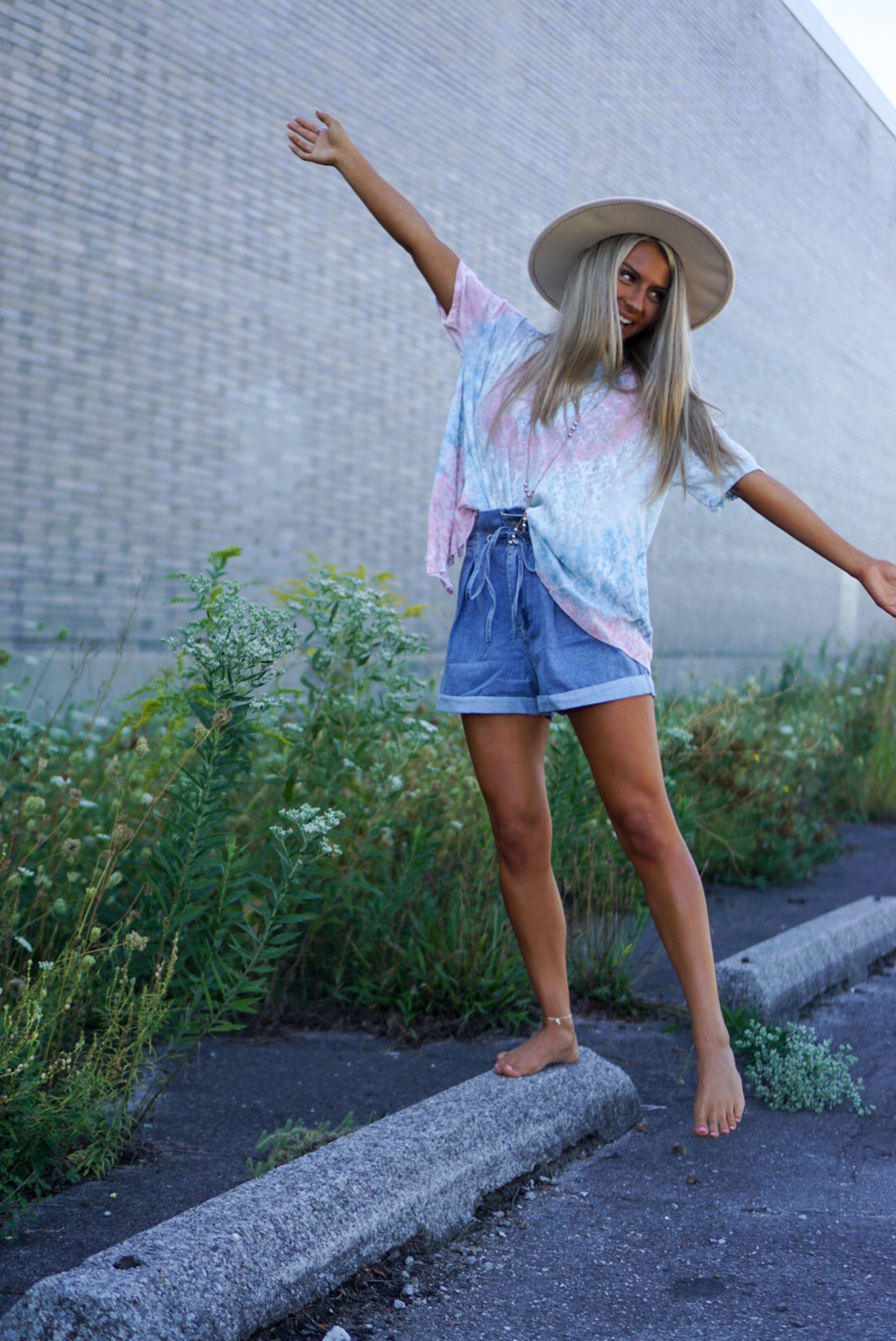 FINAL SALE- Evening Stroll Denim Paperbag Shorts