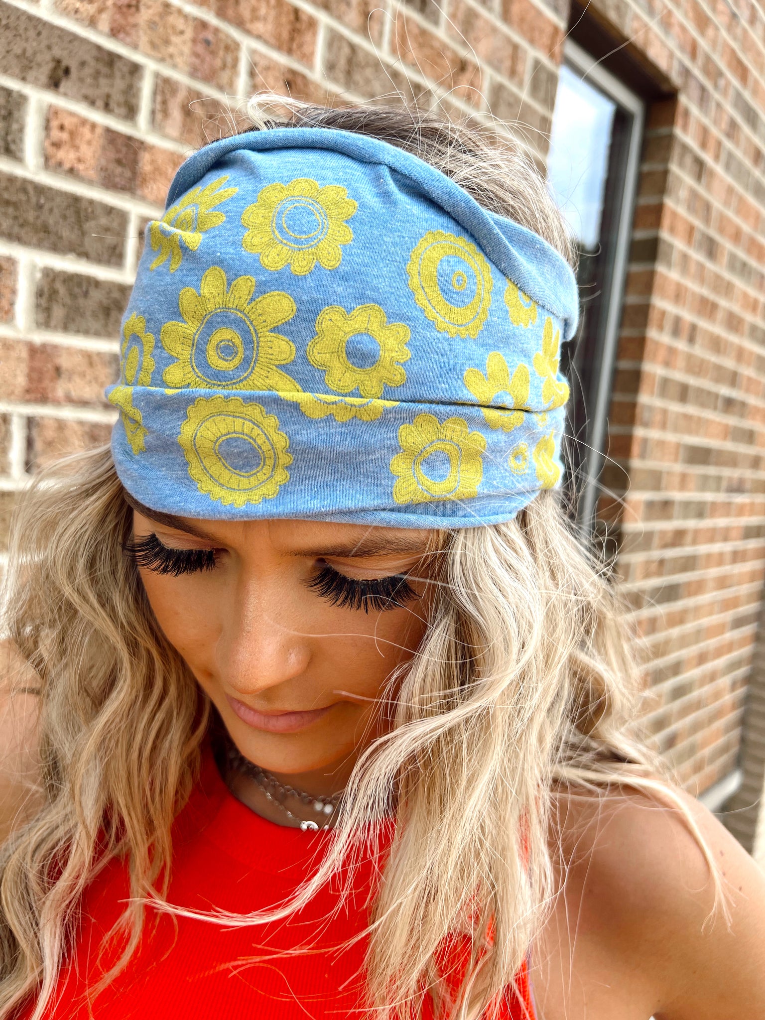 Blue Boho Flower Headband