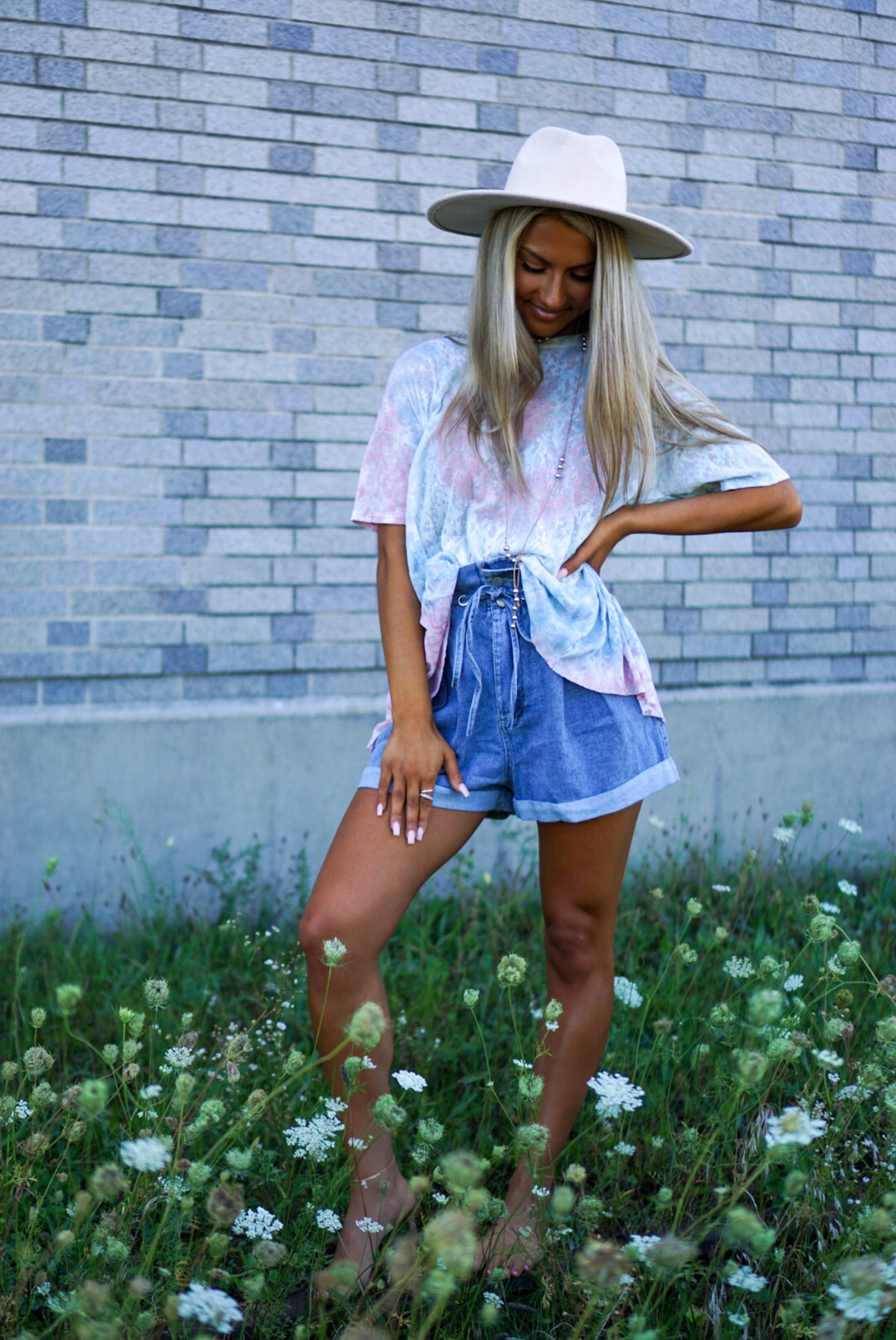 FINAL SALE- Evening Stroll Denim Paperbag Shorts