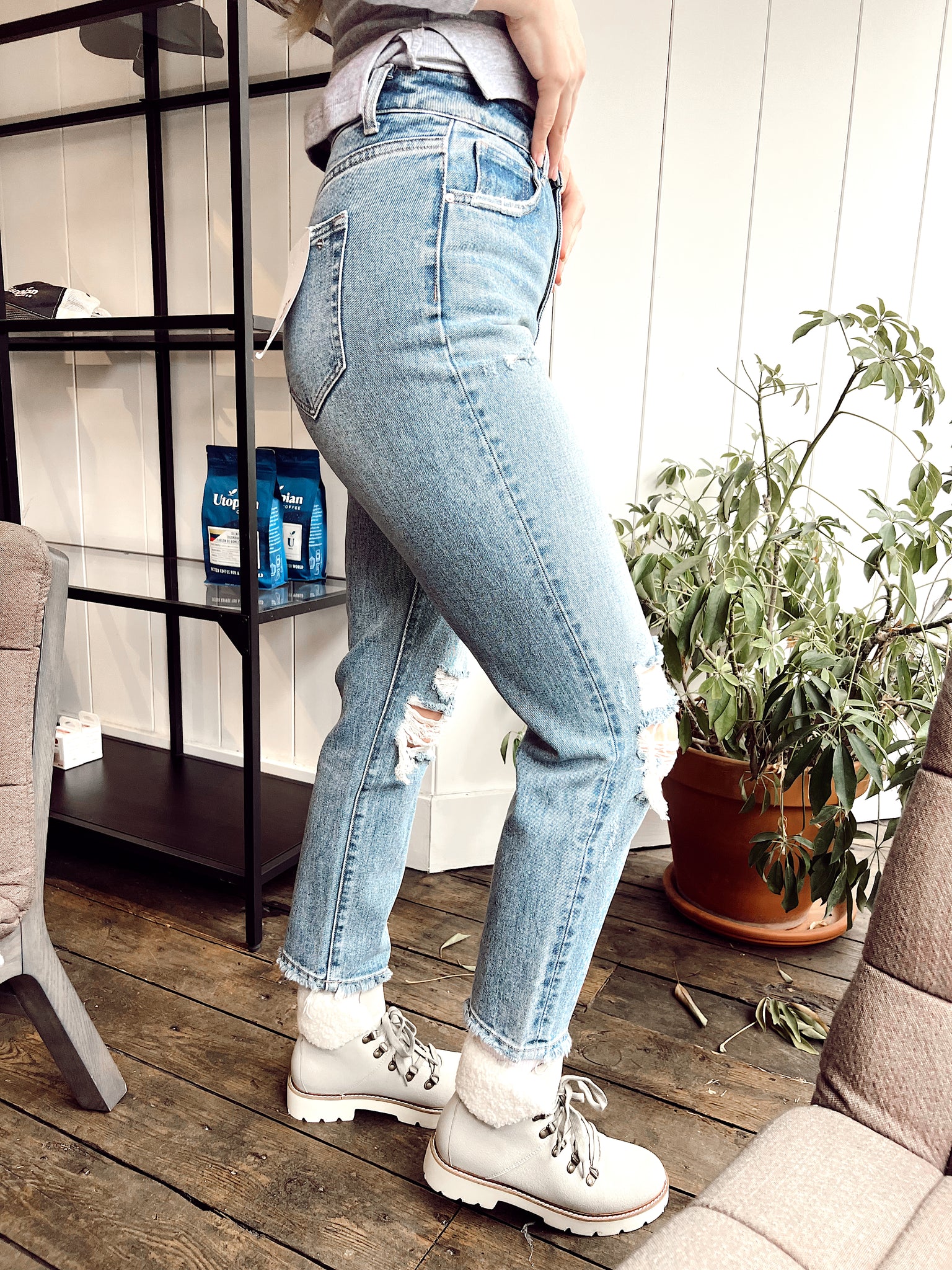 Little Love Medium Wash Super High Rise Mom Jeans