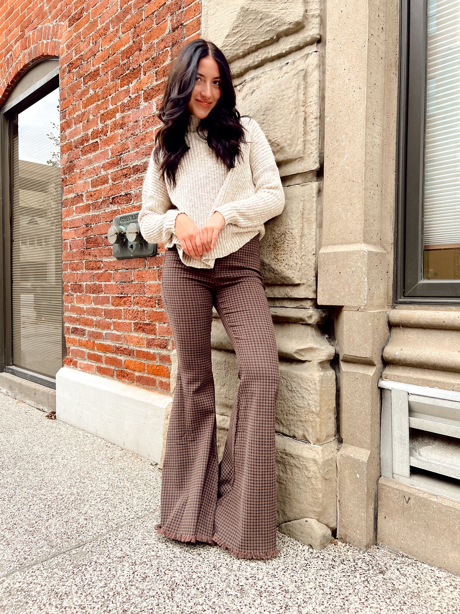FINAL SALE- Make Me Love You Brown Plaid Flares