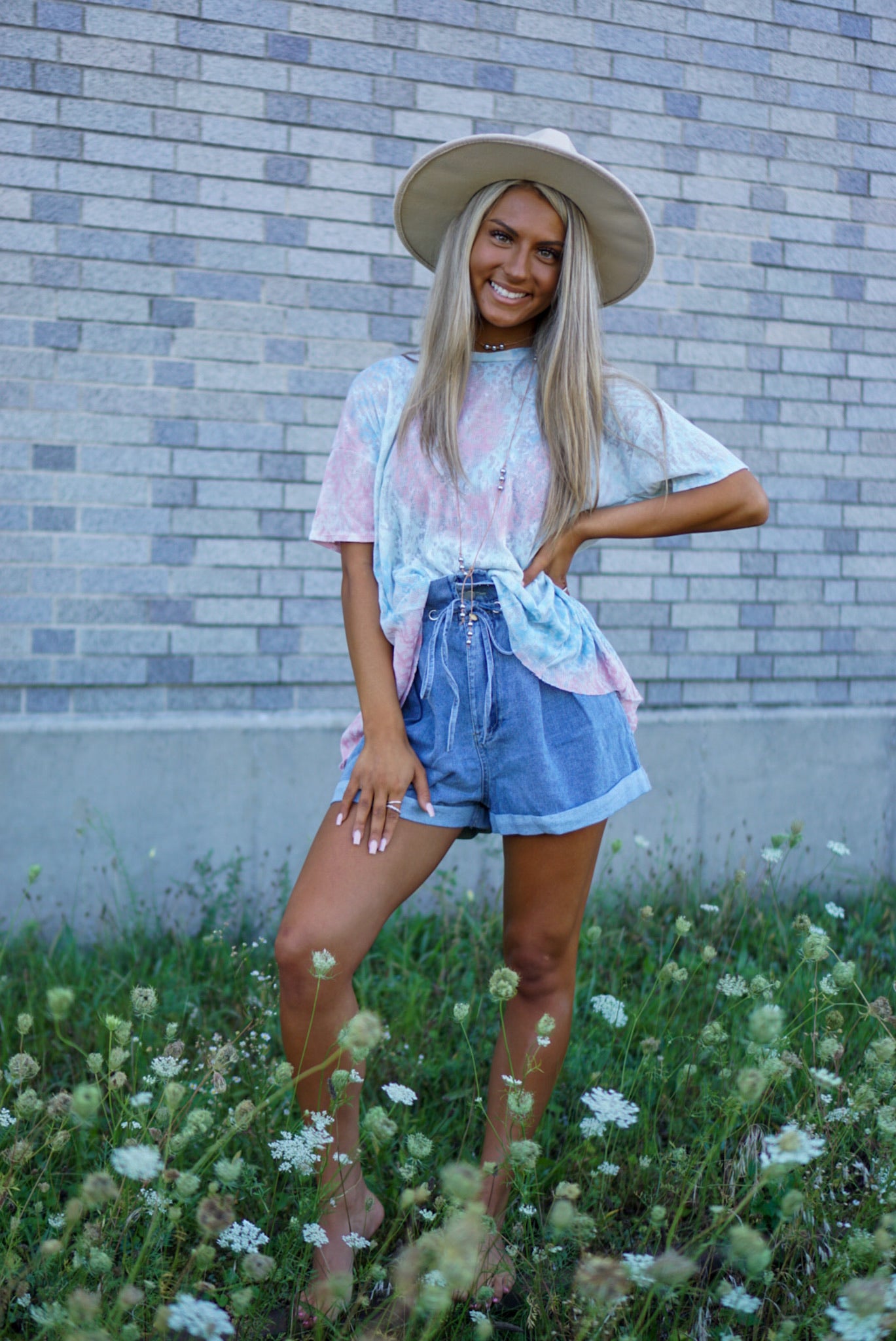 FINAL SALE- Evening Stroll Denim Paperbag Shorts