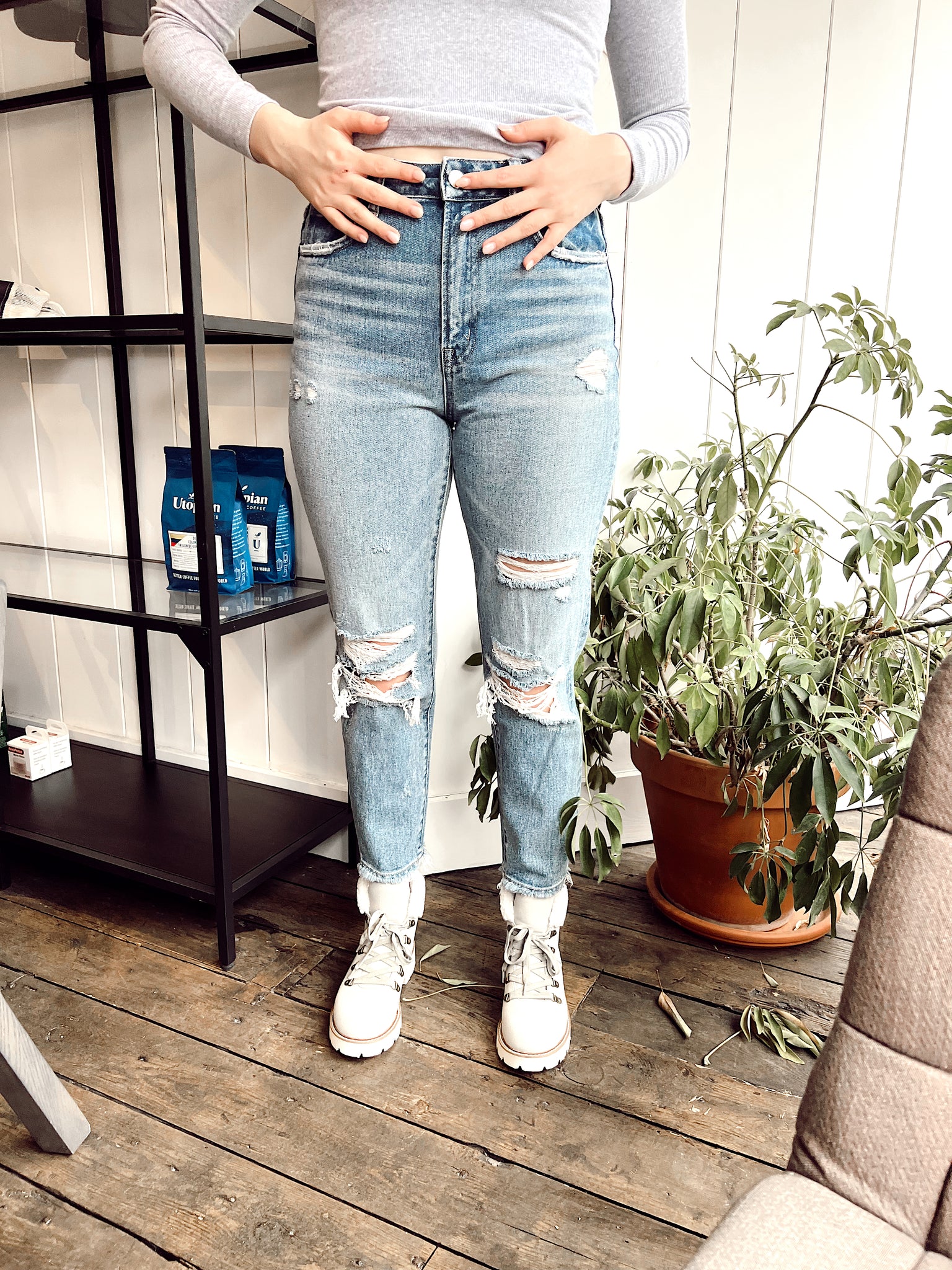 Little Love Medium Wash Super High Rise Mom Jeans