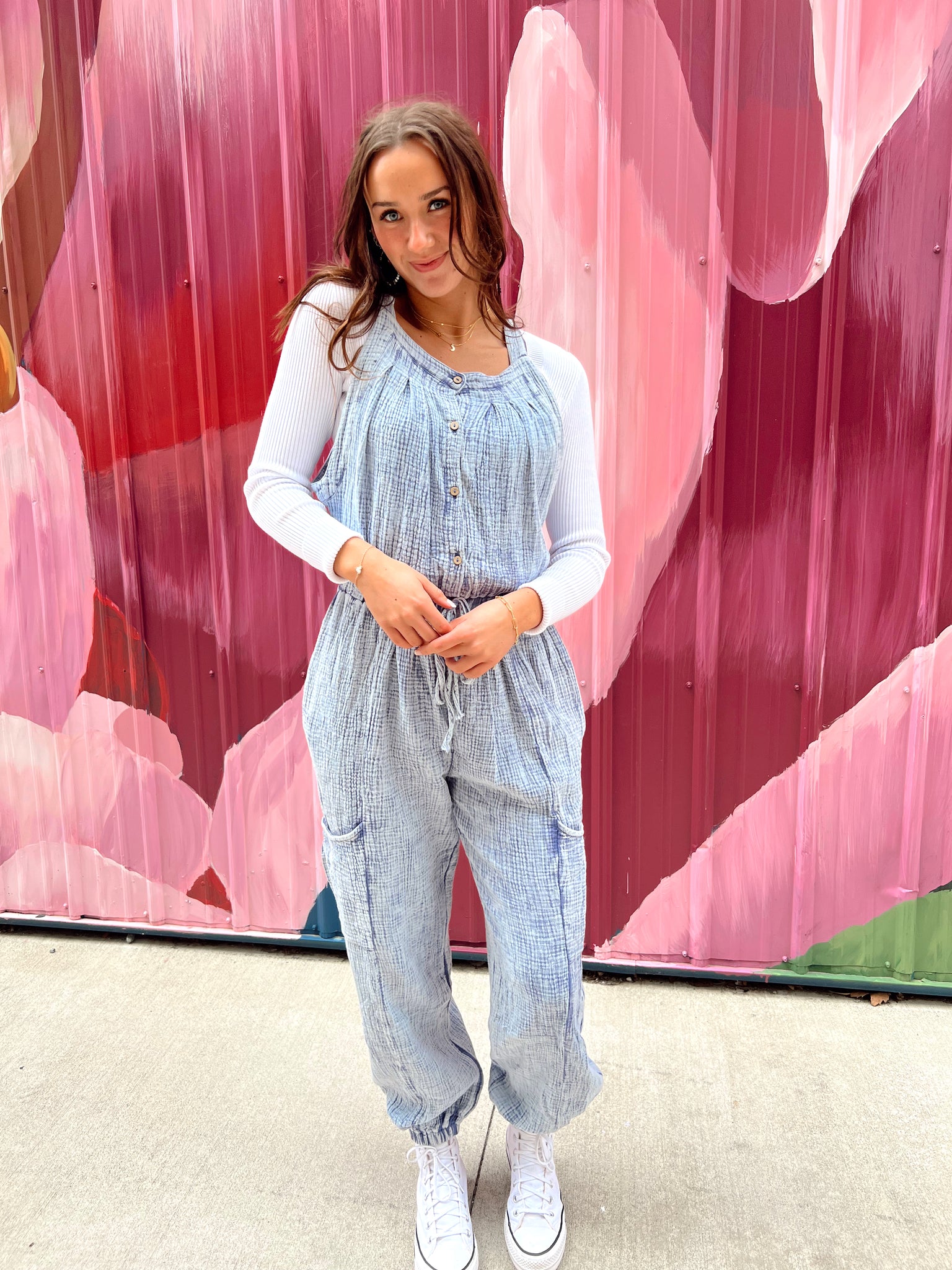 Sher Blueberry Acid Washed Jumpsuit