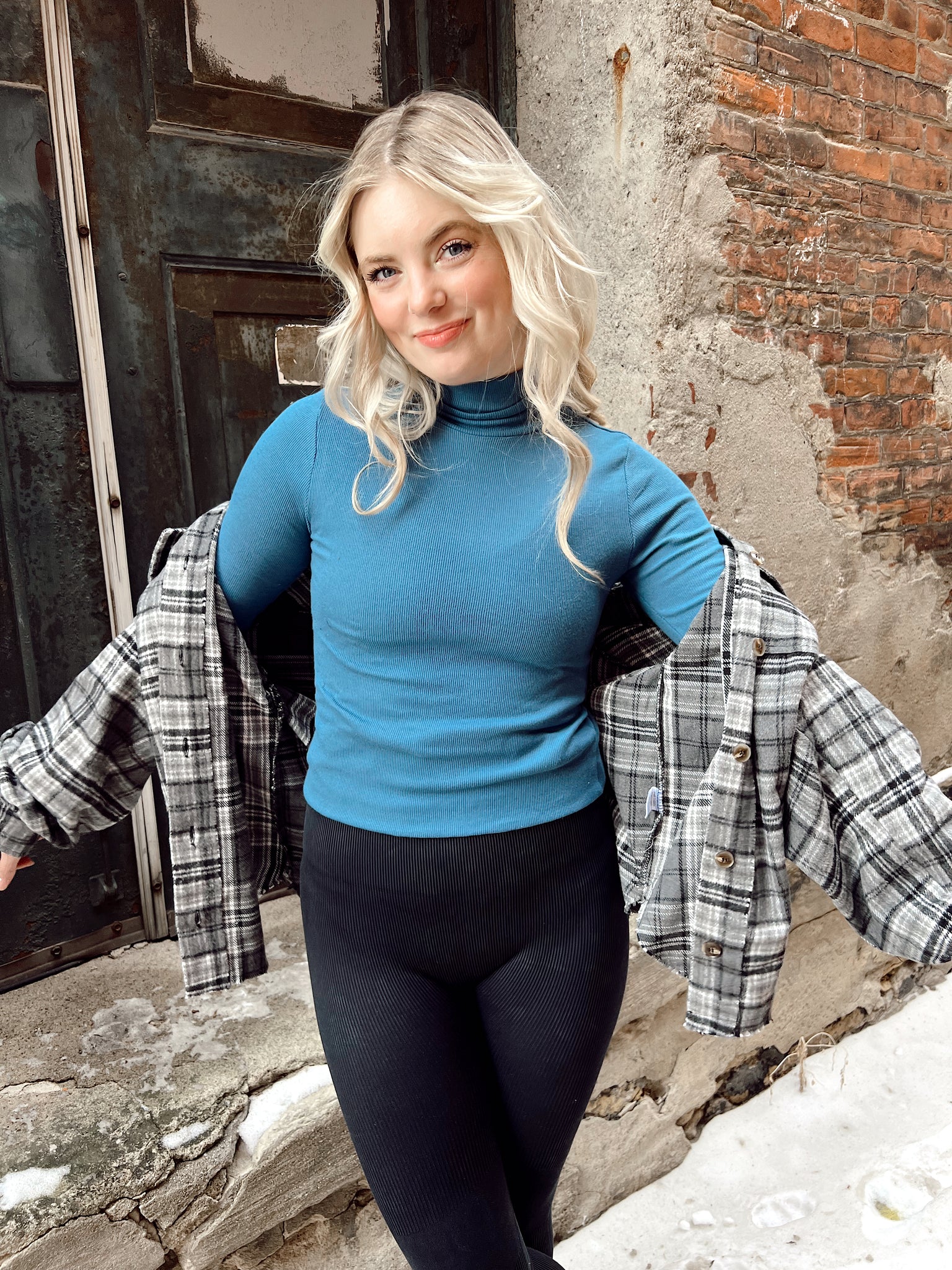 FINAL SALE- Get Obsessed Blue Turtle Neck Top