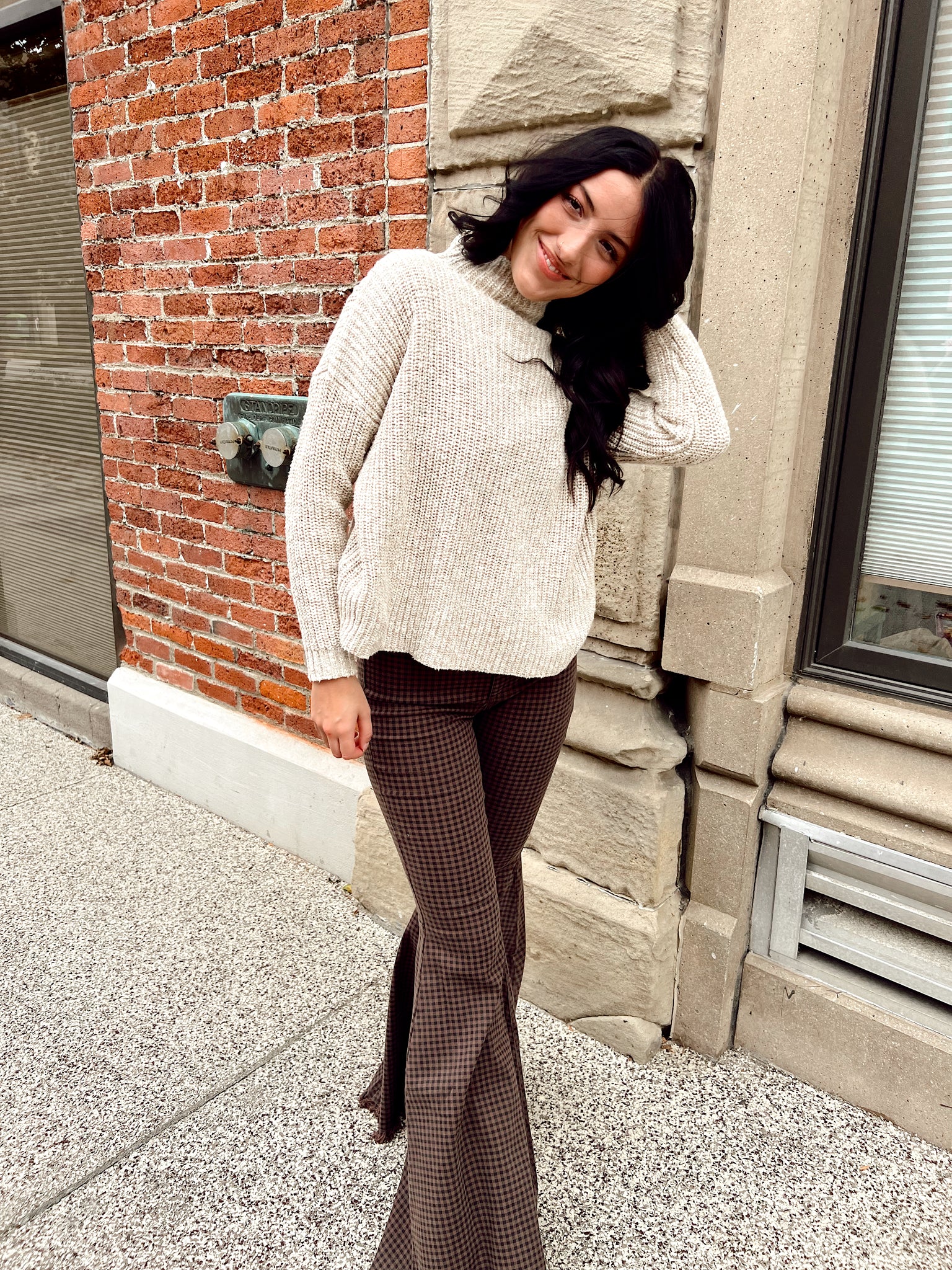 FINAL SALE- Make Me Love You Brown Plaid Flares