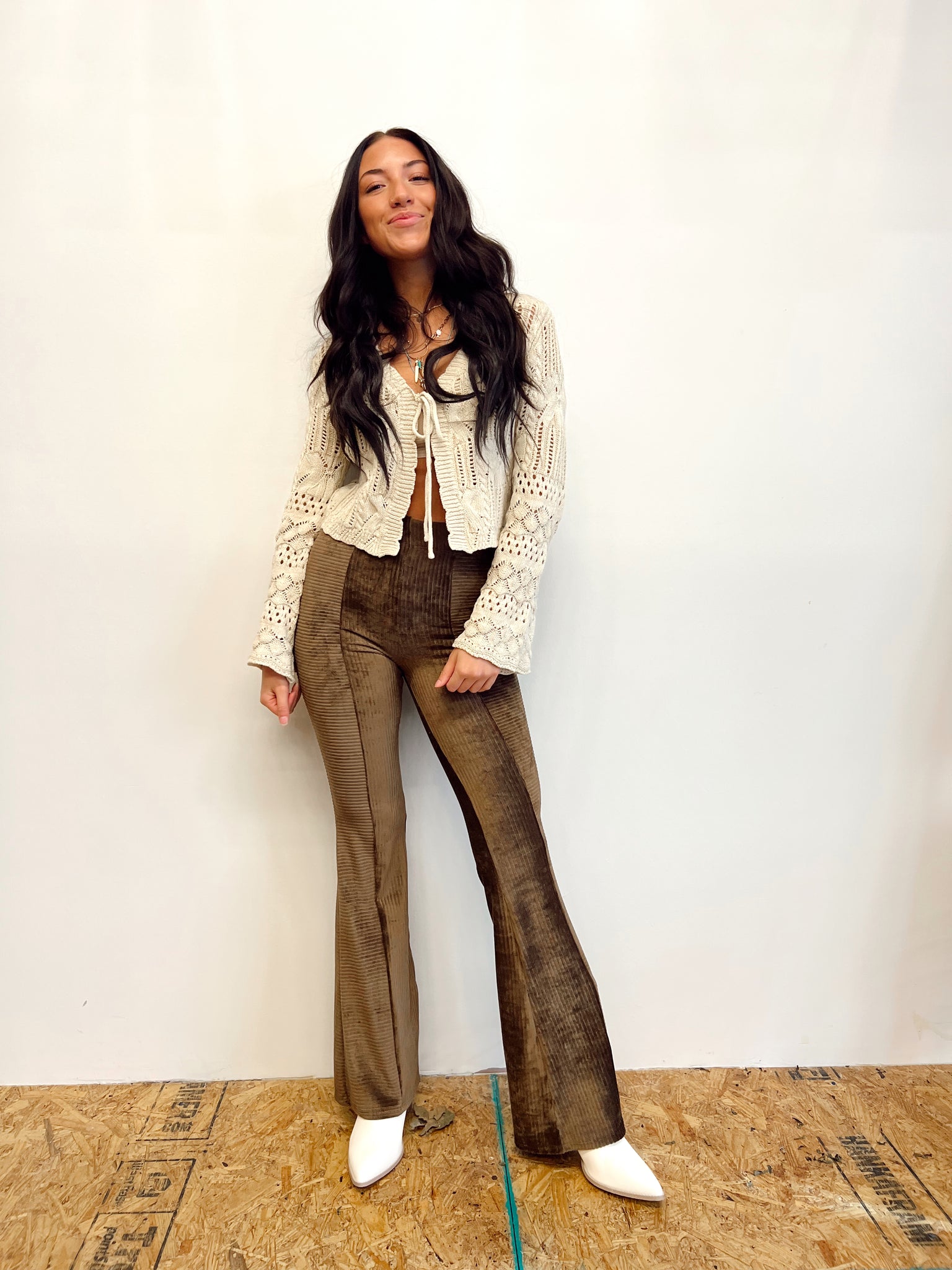 FINAL SALE- Keep Me Mocha Velvet Flares